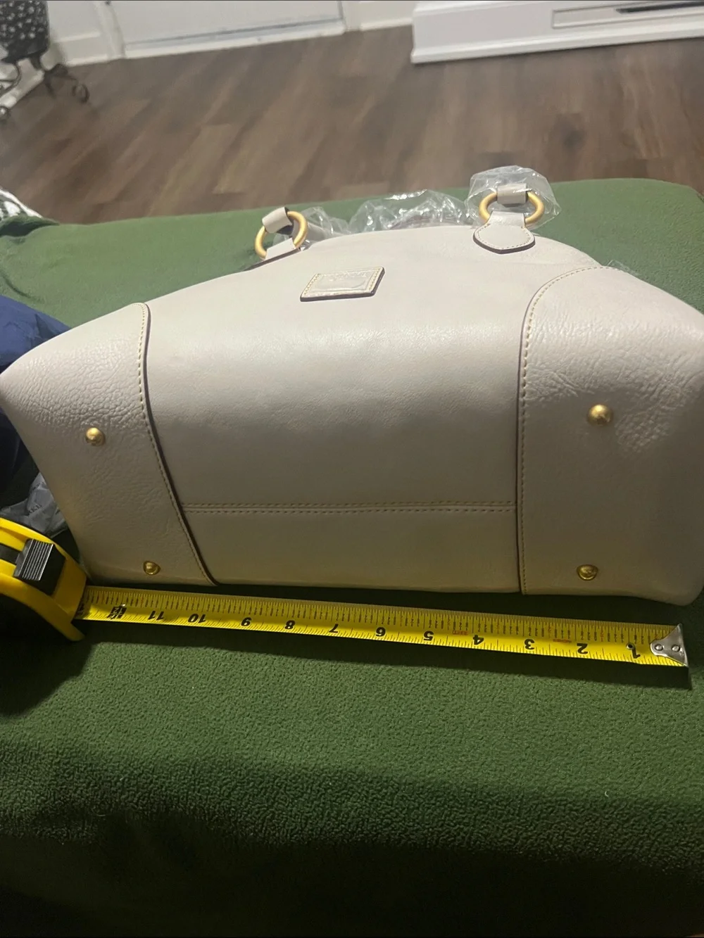 Dooney & Bourke Cream Leather Satchel with Gold Hardware